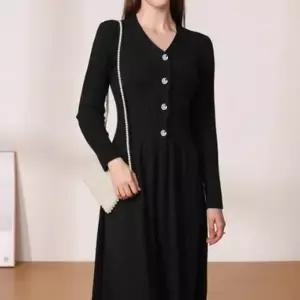 니트 스커트 골지 A라인 브이넥 예쁜 원피스 치마 (HSJ-WEE8E7D)