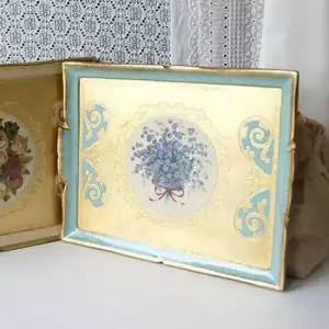 카페쟁반 로얄 우드 핸드메이드 트레이 대 다과 디저트 쟁반 1P