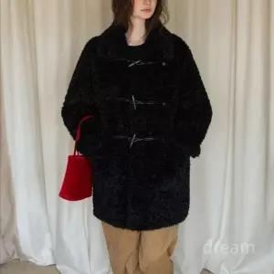 EGGKA 뽀글이 퍼코트 테디 코트 덤블 에코퍼 울 블랙