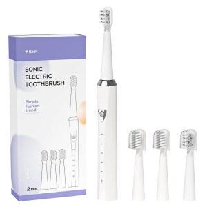 Y-Kelin 교정기용 V자형 치아교정용 전동 칫솔, 소닉 부드러운 칫솔모, 2개가 있는 모드 5가지 오목한 볼록 2개와 방수(화이트) 교체 IPX7 헤드