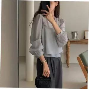 가을상의 여성 뷔스티에 긴팔 탑 투피스 T N 0 76 패션티셔츠 간절기상의 여성상의 여자티셔츠