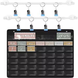 브리우디 2 월 캘린더 포켓 차트 사무실 게시판 날짜 카드 홀더가 있는 1627 인치 조절 가능한 마그네틱