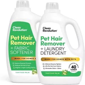 클린 레볼루션 반려동물 털 제거기 세탁 시스템 2팩 헤어트TM 기술이 적용된 세제 섬유 유연제 냄새 및