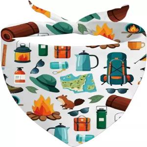 JXGZSO 1피스 캠프 테마 개 반다나 애호가 스카프 자연 선물 모험 상품 도그