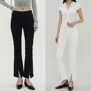 [하프클럽/옷자락]여자 데일리 스판 밴딩 슬림핏 밑단 슬릿 세미 부츠컷 슬