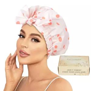 루브루타키 샤워 캡 럭셔리 여성용 재사용 가능한 방수 헤어 조절 보크노트 목욕 캡핑크