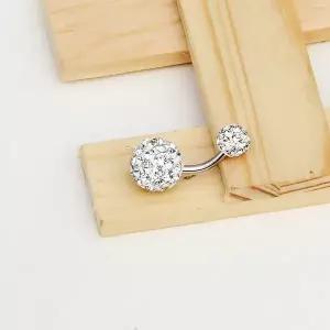 [하프클럽/]식스미 크리스탈 화이트 배꼽 피어싱 2종 이너컨츠