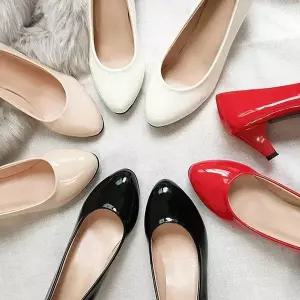 [하프클럽/]여자 미들 펌프스힐 면접 정장 구두 스트랩 슈즈