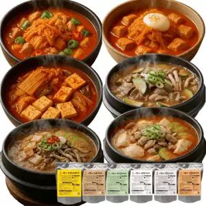 [공장직영] 가성비 끝판왕 요비담 명품찌개 6종세트 김치3종+차돌+순두부+청국장)