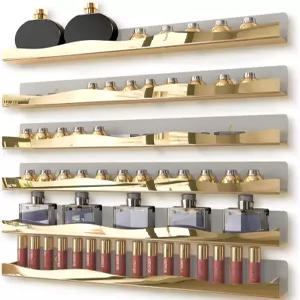 YMVV 벽걸이 매니큐어 선반 5인치 골드 미러 마감 정리함 랙 메이크업 선글라스 에센셜 오일 저장