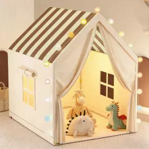 ADMP 실내 텐트 홈캠핑 귀여운 격자 무늬 놀이집 편리한 세탁 핑크 베이지