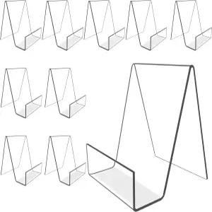 보바조 10PCS 4인치 x 3인치 아크릴 책 디스플레이 스탠드 투명 이젤 사진 노트북 CD 미술 작품 등을