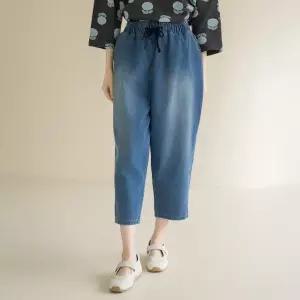 엄마옷 마담4060 [내추럴포엠]스트랩워싱데님팬츠 -QPN2604025-