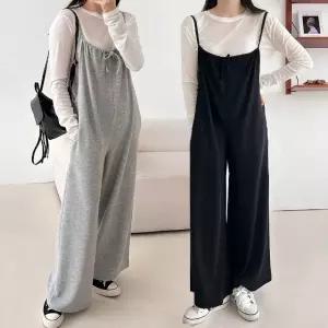 여성 봄 여름 무지 끈나시 점프수트 점프슈트 멜빵바지 JS0033S 빅사이즈 루즈핏