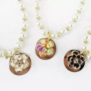 [반려] 1P 진주 강아지 반려견 S 팬던트 장미 목걸이 이름표