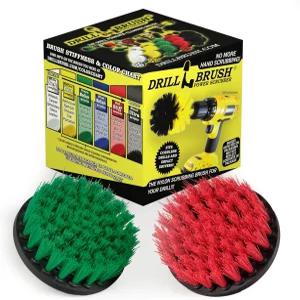 드릴 브러시 - 실내/외 중형 및 단단한 4 원형 스핀 키트 청소 용품 스토브 오븐 싱크대 그라우트 야외