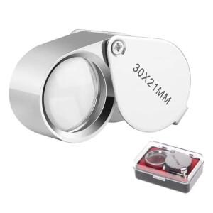 포켓 루페 확대경 접이식 다이아몬드 트리플렛 보석 감정용 안경 도구 읽기용