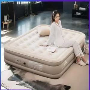 캠핑 자동충전 에어매트 2인용 두꺼운 플록 매트 에어베드 야외 차박 낮잠용