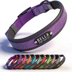 야간 안전을 위한 맞춤형 이름표가 부착된 도그 월드 칼라 네오프렌 패딩이 반사 방지 소형 중형 대형견용