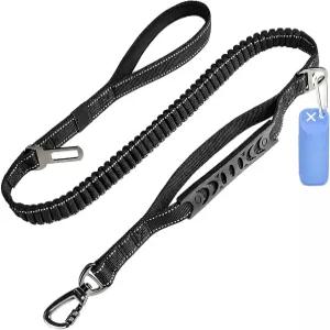 대형 중형견을 위한 튼튼한 개 목줄 배변 봉투 홀더와 자동차 안전벨트로 번지 금지 충격 흡수 훈련 리드
