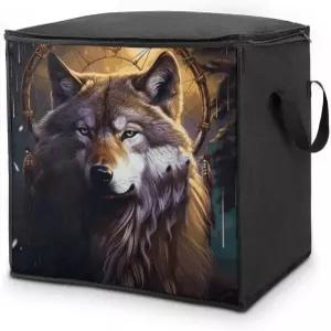 늑대와 드림 캐처 보관 가방 지퍼와 손잡이가 달린 이불 담요 옷 쉽게 들어갈 수 있는 킹 사이즈 세트 옷장