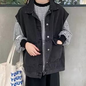 2컬러 여성 간절기 아우터 데님 청 조끼 WS-DN26