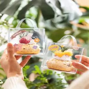디저트 케이크상자 투명 미니 포장케이스 원형 손잡이 베이킹 쿠키박스 한입용 플라스틱