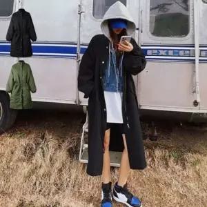 야상 캐주얼 롱 여성 후드 바람막이 LED-BM-220