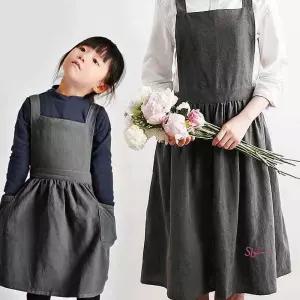 여성 성인 빈티지 모녀 주름 앞치마 메이플 커플 아동ijk318