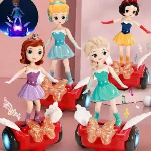 회전탑승 음악 조명 공주 피규어 자동주행 춤추는 인형 놀이 여아 선물용 작동 완구