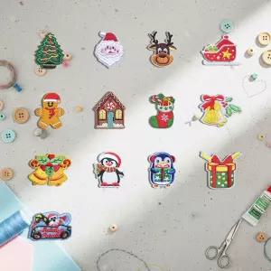 패브릭 전용 열부착 디자인 크리스마스 와펜 패치 13개 세트접착 자수와 다미 옷패치 에코백 리폼 귀여운와