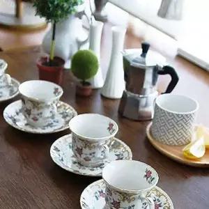 [콩심팥심]독특한 패턴의 일본산 미하루 커피잔 5인세트