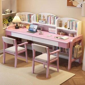 2인용 가정용 테이블 책상 일자형 보관 램프 블랙 학습테이블 데스크톱 l자형 월엽 선반