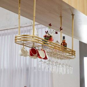 와인잔 걸이 와인컵 수납 60x35cm 행거선반 골드 A타입