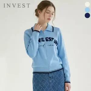 [인베스트]모던 라인 레터링 집업 가디건_INI6S1KC4501