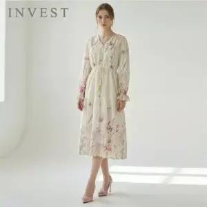 [신세계라이브쇼핑][인베스트] 진주 라인 플라워 나염 원피스_IN6S1OP3251