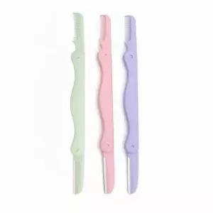 여성용 SNS 컬렉션 눈썹 면도기 프리미엄 페이셜 헤어 리무버 매끄러운 더마플랜 도구 부드럽고 안전한 일회용 여행 및 일상용 컴팩트 디자인(3팩) Style 1