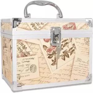 VNIMTI 메이크업 기차 케이스 거울이 있는 휴대용 박스 트레이가 여성용 화장품 보관함 정리함 여행 잠금 및 대용량(필라텔릭 스타일) 1_Vintage Stamp - Box