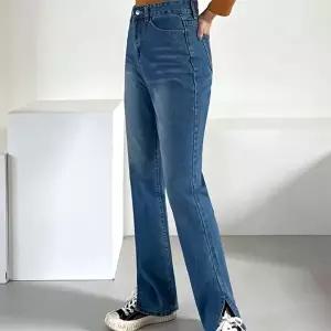 밑단트임 여성 스판 데님 팬츠 일자 사계절 청바지 (HSJ-WF05E4C)
