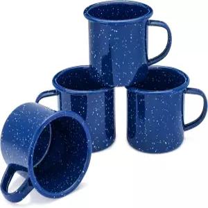 COLETTI 클래식 캠핑 머그잔 - 에나멜 커피 프리미엄 향수 세트 독일 수입 코팅 블루 12온스 4종