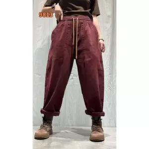 뚜에스틸로 바지 가을 캐주얼 빈티지 여친 배기핏 스판 스트링 가을바지 밴딩 ADOR3