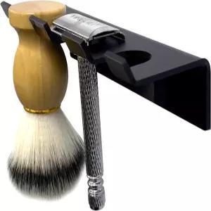 남성용 더블 엣지 안전 면도기 및 면도 브러시용 신블 아크릴 샤워 월 홀더 정리함 블랙