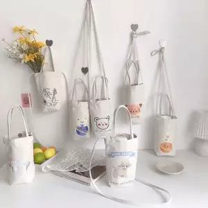 디자인 캔버스 에코 텀블러백 작은 에코백 튼튼한 여행 토트 여자 천 가방 가벼운 미니 크로스백 예쁜 이쁜