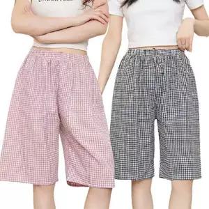 [로즈엘리][1+1] 홈룩 일상룩 체크 면 반바지 5부바지