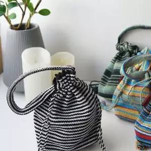 핸드메이드 네팔 손뜨개 복주머니 파우치 랜덤컬러