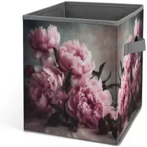 손잡이가 있는 대용량 스태커블 큐브 보관함이 로클니크 피치 부케 선반 장식용 접이식 위한 튼튼한 패브릭