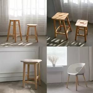 원목 원형 스툴/아일랜드 식탁의자/홈바/카페 의자