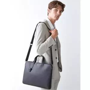 [롯데백화점]헤지스ACC [쇼핑백동봉] 남성 블랙 로고배색 가죽 서류가방   HJBA3E412