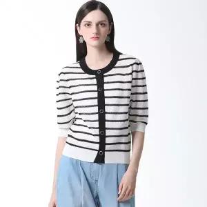 [하프클럽/쉬즈미스]스트라이프 반팔 가디건 (택가격 178000원)