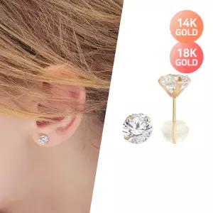 [골드피아] 14K/18K 1캐럿 큐빅 귀걸이
